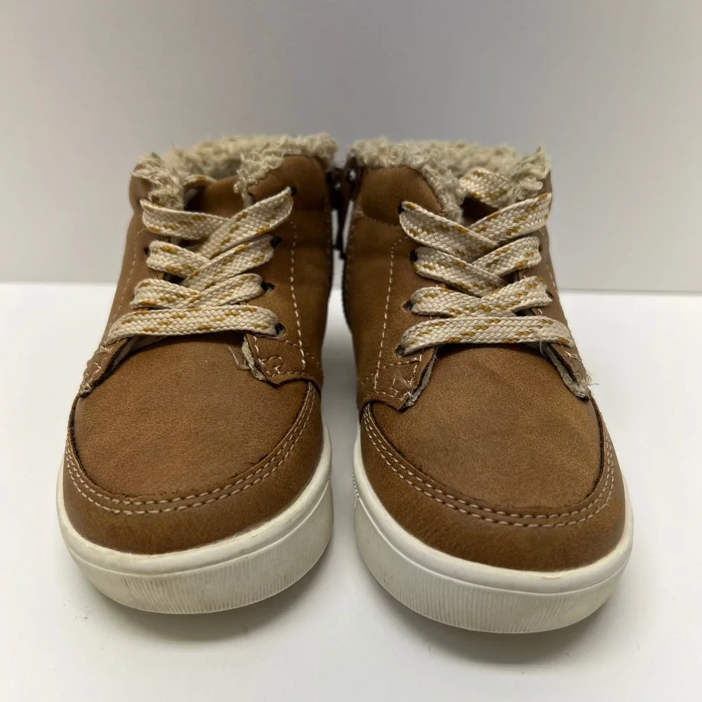 OshKosh Bgosh Crescent Brown Faux Leather Fur High Top Chukka Boots Toddler 4M